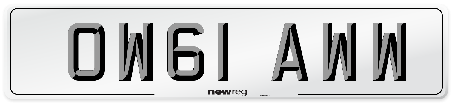 OW61 AWW Number Plate from New Reg